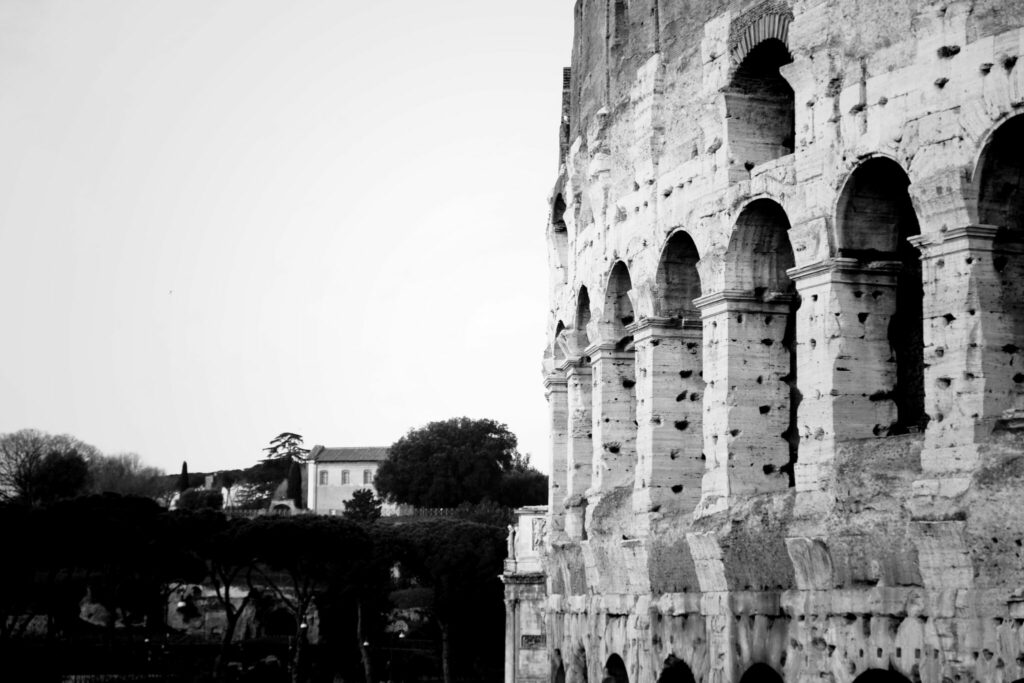 Rom - Kolosseum - Schwarzweiß - Blick vom Kolosseum auf das Forum Romanum