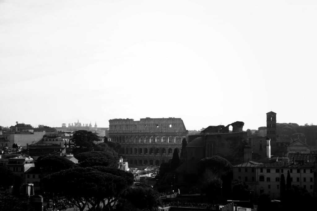 Rom - Kolosseum - Schwarzweiß - Blick vom Forum Romanum auf das Kolosseum