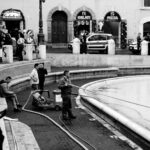 Rom - Trevi-Brunnen - Schwarz-Weiß - Reinigungsarbeiten