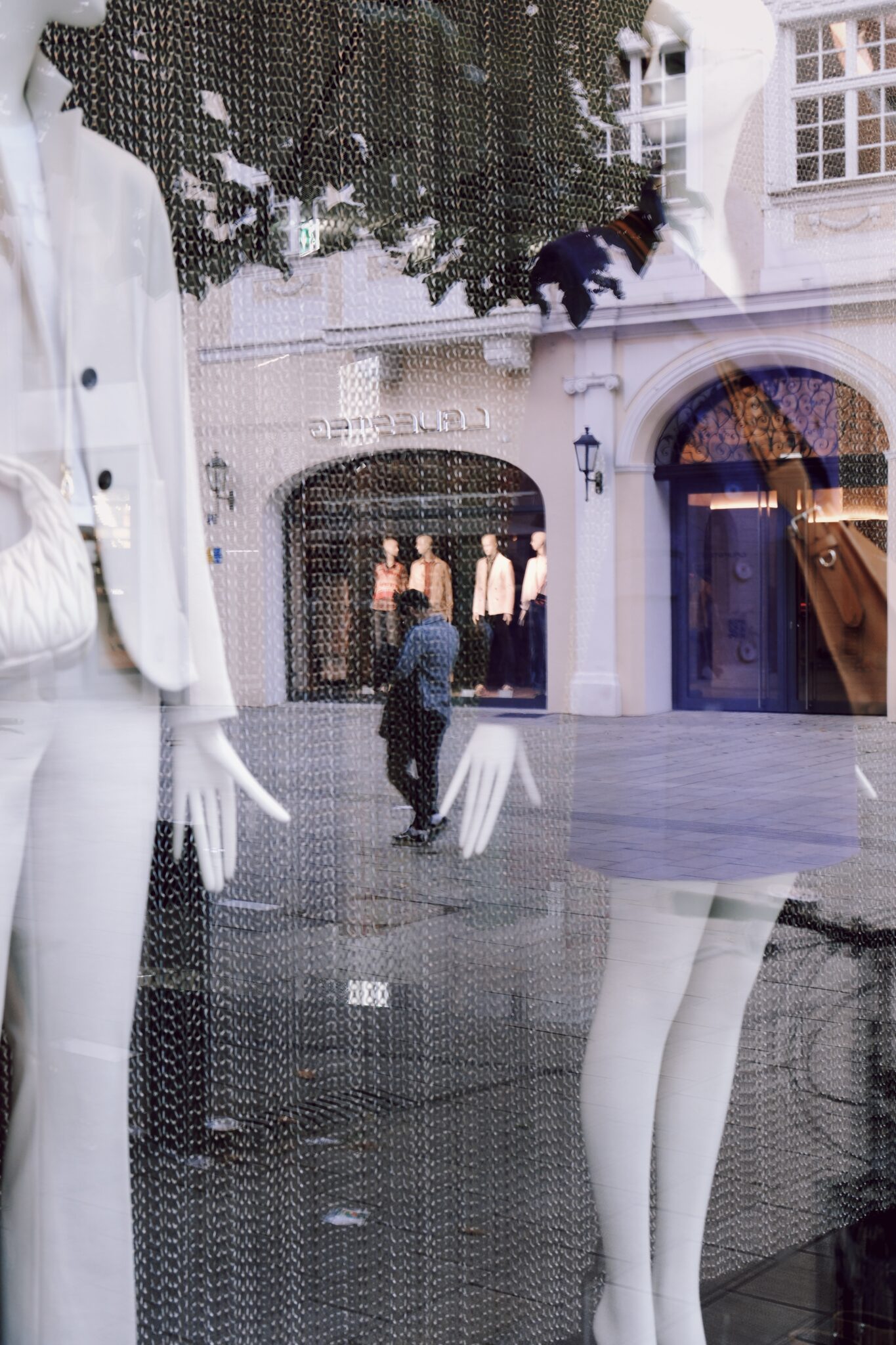 Spiegelungen in einem Schaufenster in der Augsburger Innenstadt